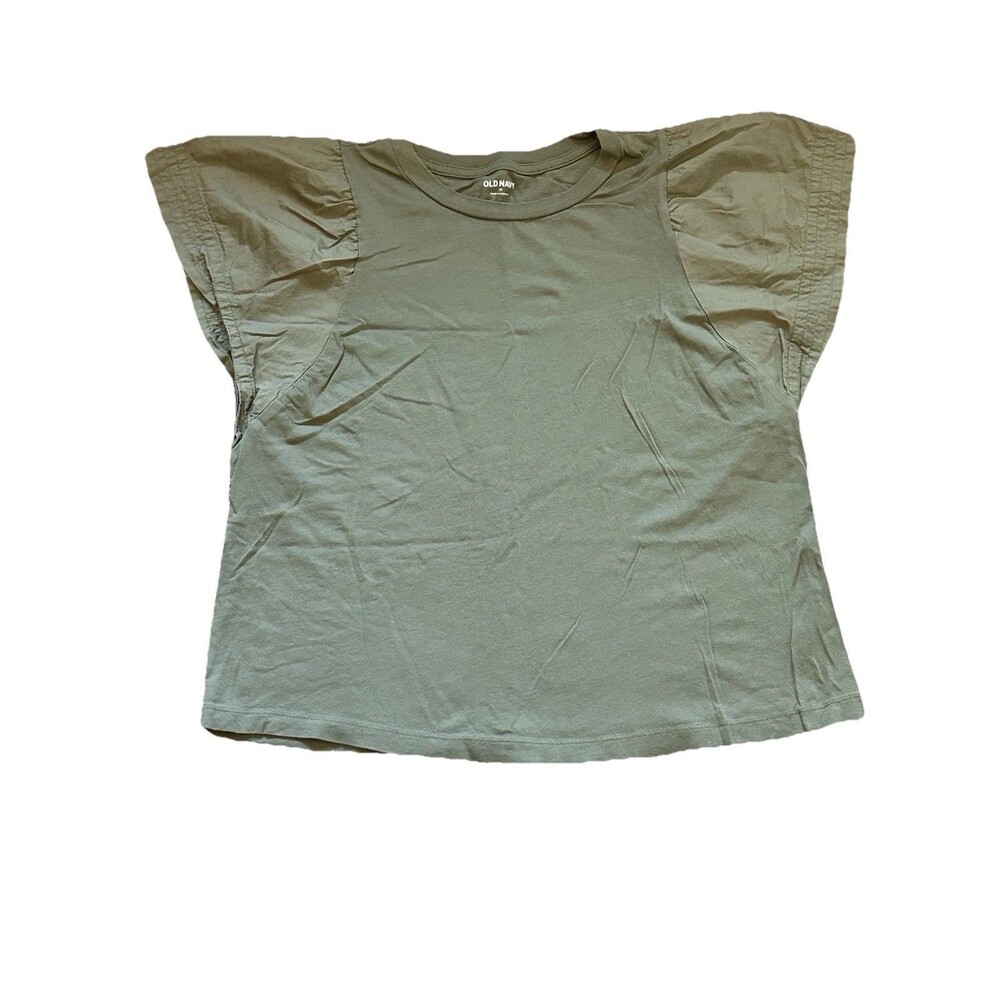 Old Navy Flutter-Sleeve T-shirt Sage Green Crew Neck Women's Size Medium Top